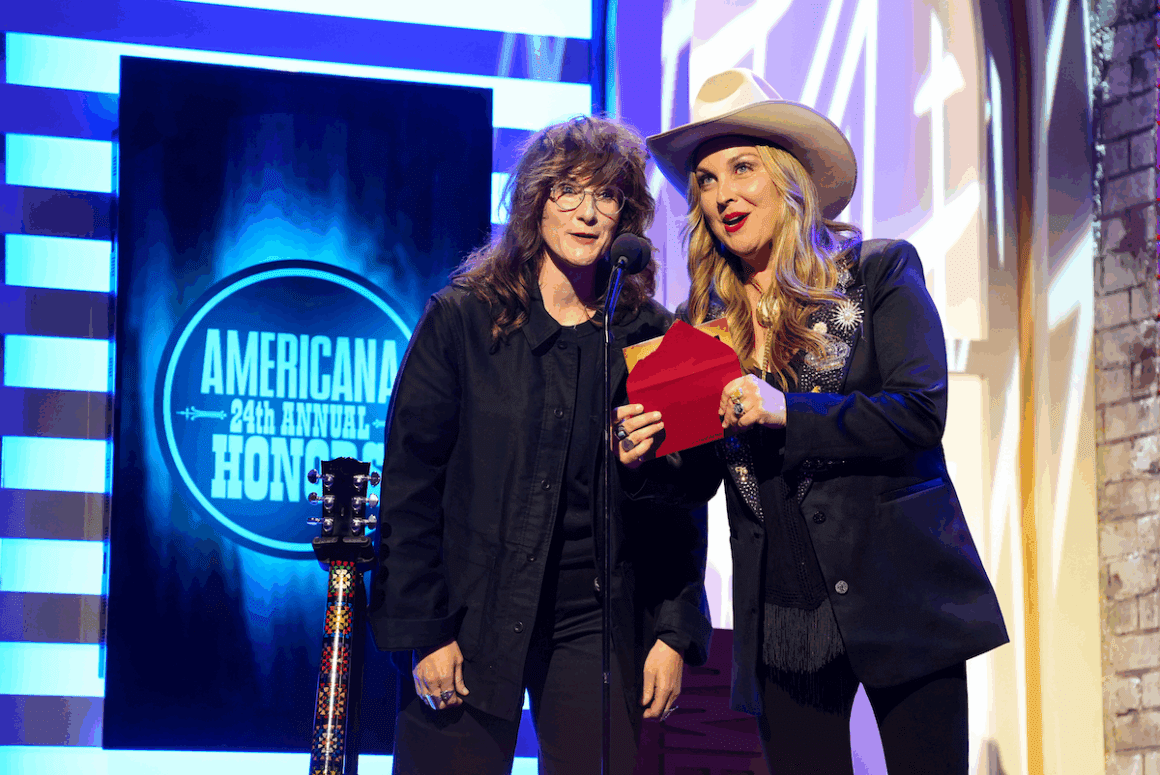 S.G. Goodman and Sunny Sweeney speak onstage for the 24th Annual Americana Honors & Awards at Ryman Auditorium on Sept. 10, 2025 in Nashville, Tenn. (Photo by Erika Goldring/Getty Images for Americana Music Association)