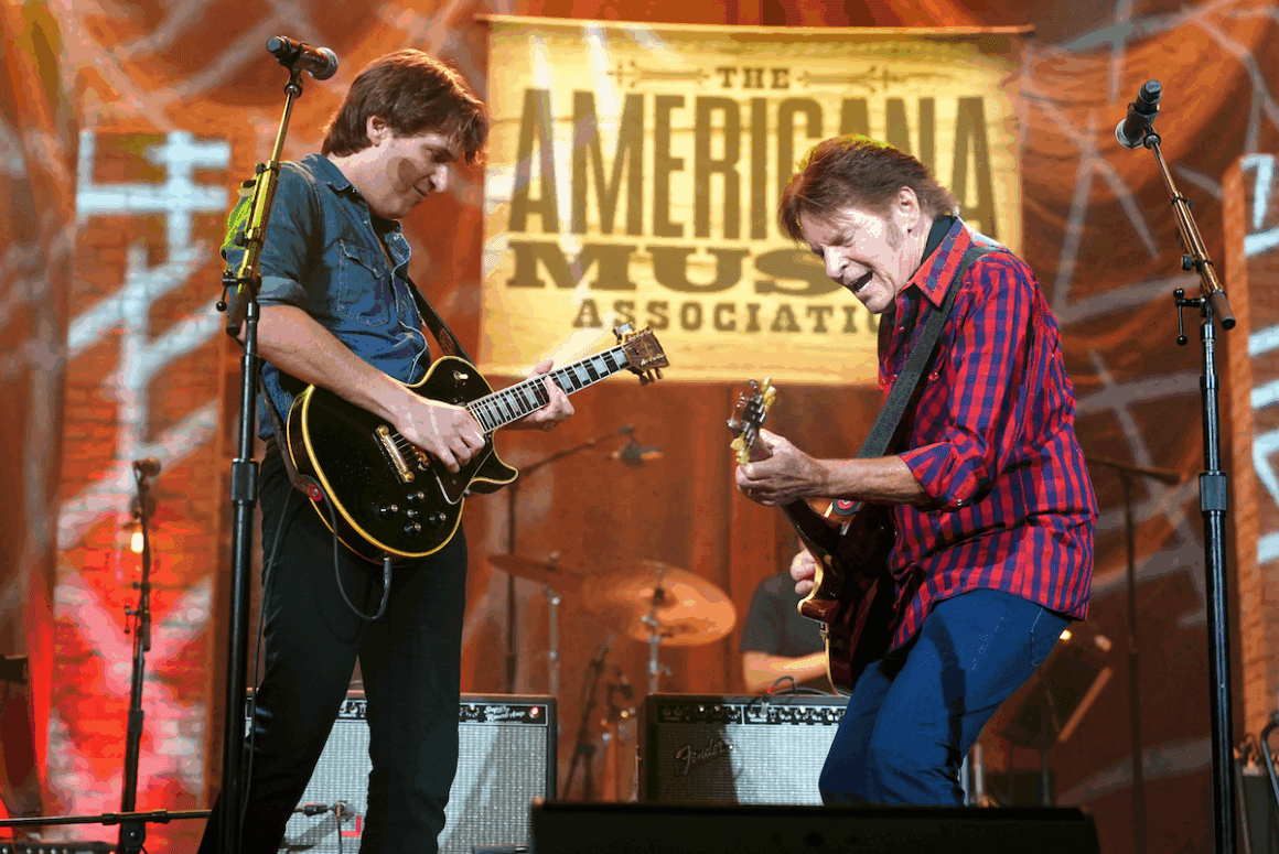 Shane Fogerty and John Fogerty perform onstage for the 24th Annual Americana Honors & Awards at Ryman Auditorium on Sept. 10, 2025 in Nashville, Tenn. (Photo by Erika Goldring/Getty Images for Americana Music Association)