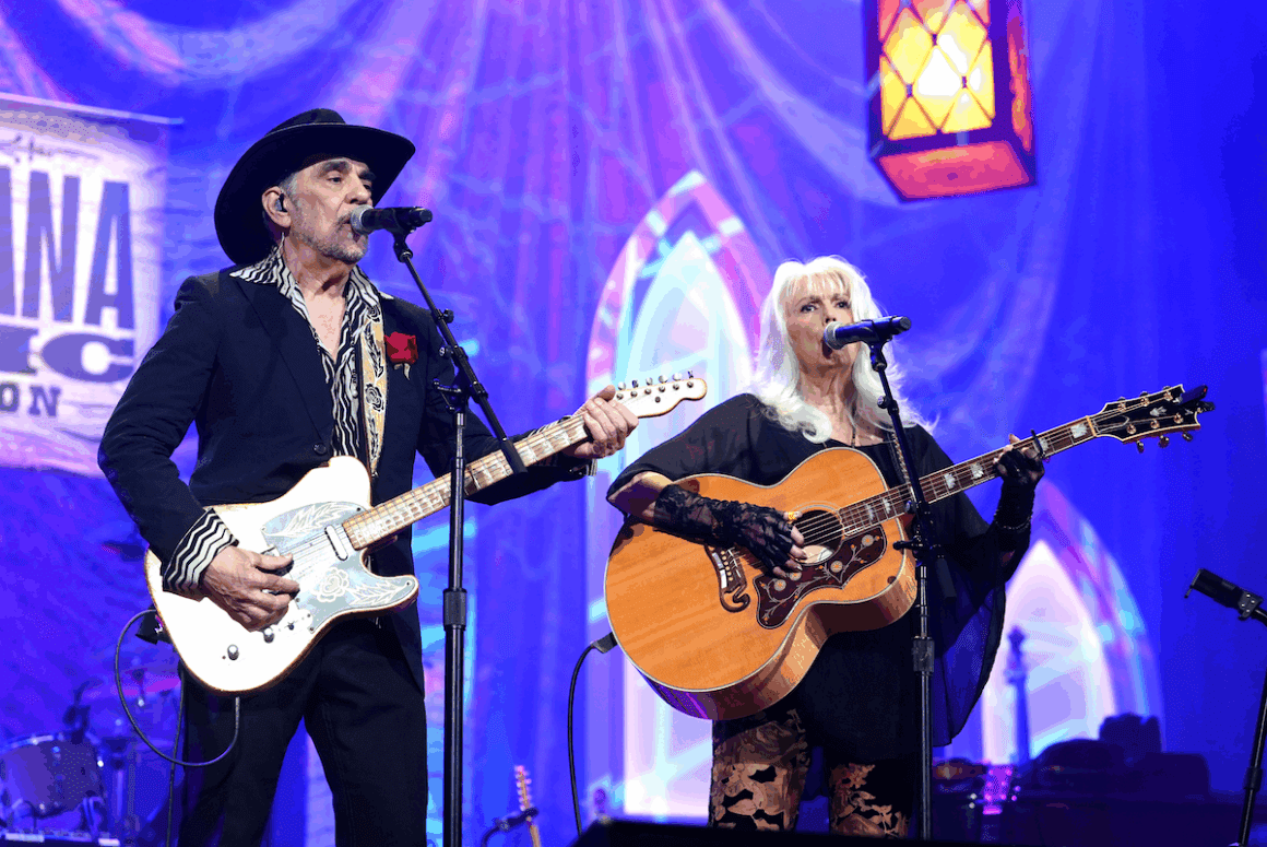 Daniel Lanois and Emmylou Harris perform onstage for the 24th Annual Americana Honors & Awards at Ryman Auditorium on Sept. 10, 2025 in Nashville, Tenn. (Photo by Erika Goldring/Getty Images for Americana Music Association)